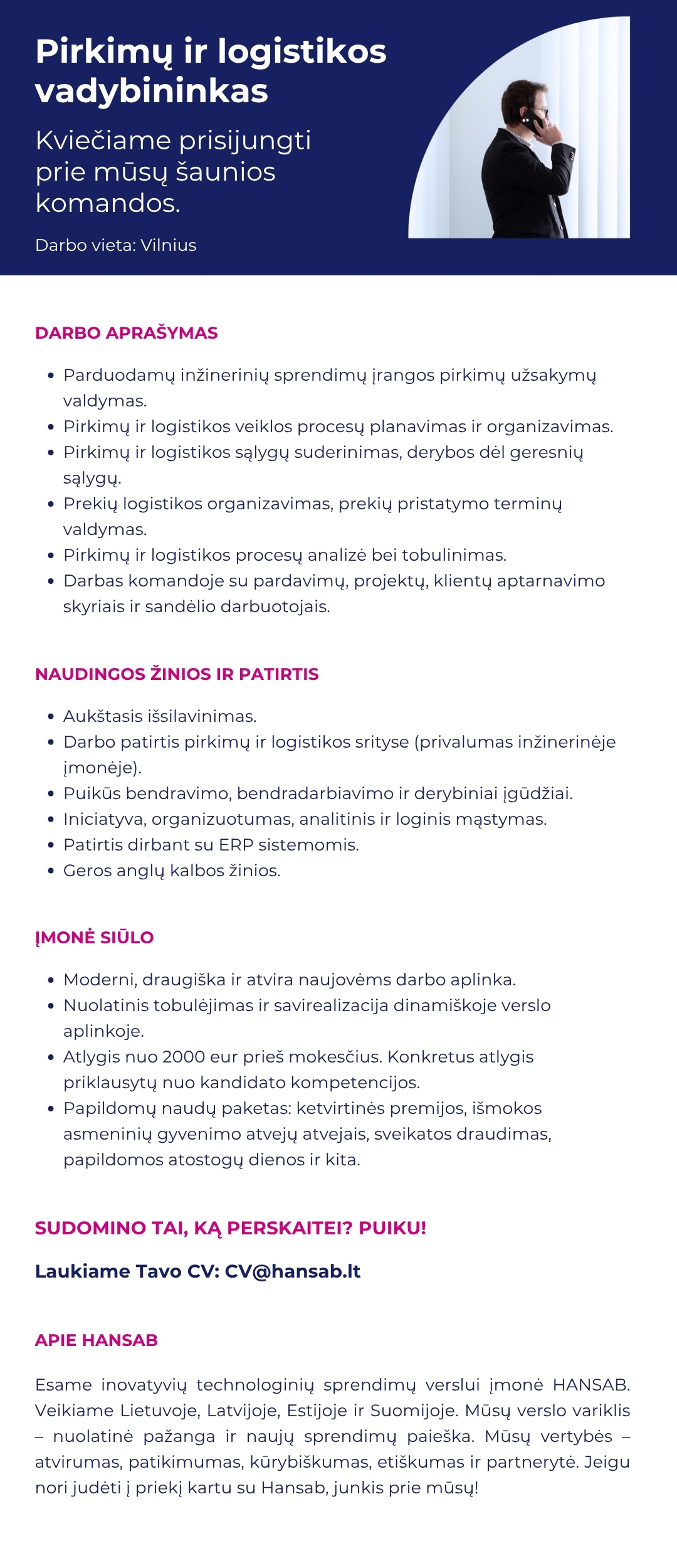 Pirkimų ir logistikos vadybininkas