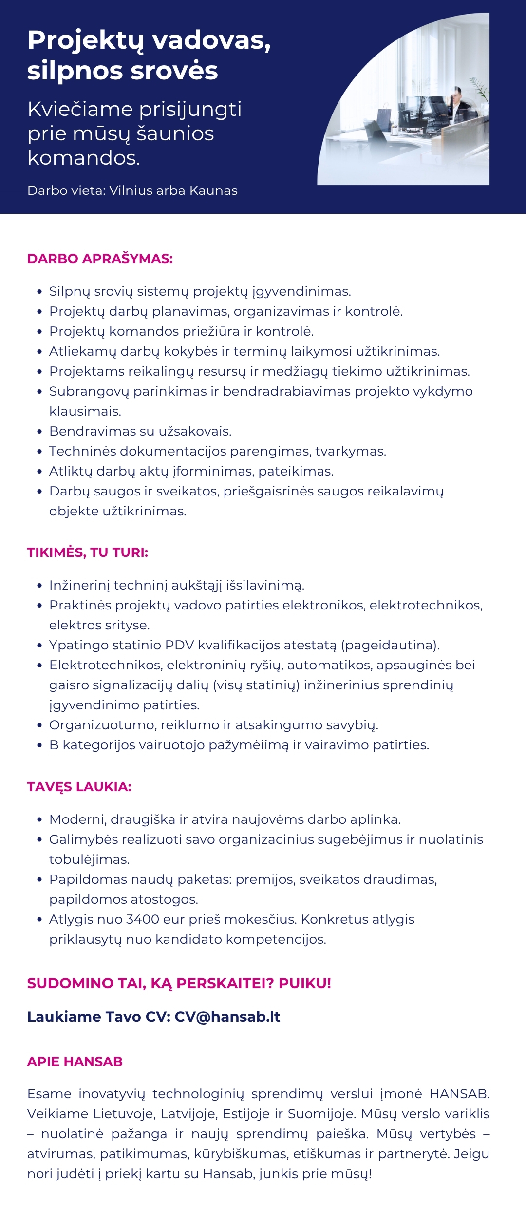 Projektų vadovas, silpnos srovės