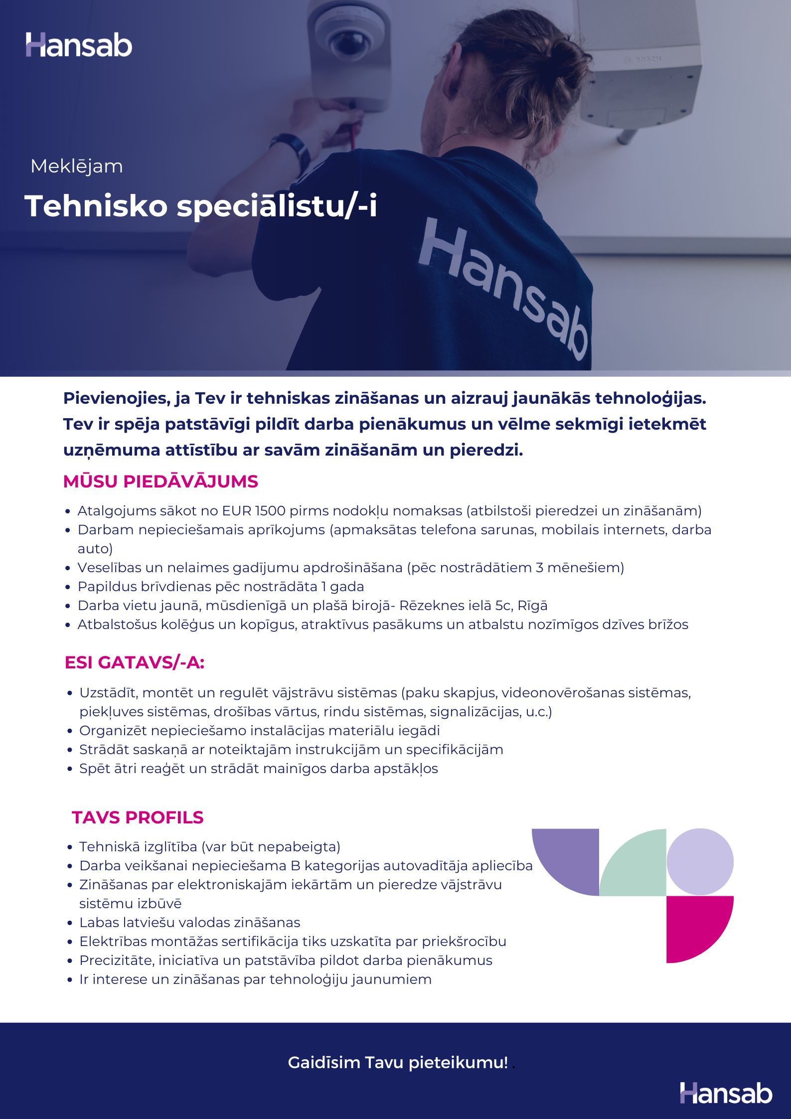 Tehniskais speciālists/-e